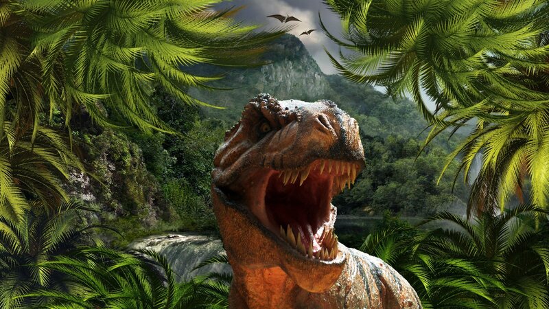 Tyrannosaurus Rex Roaring — Green, Dramatic, Digital Art