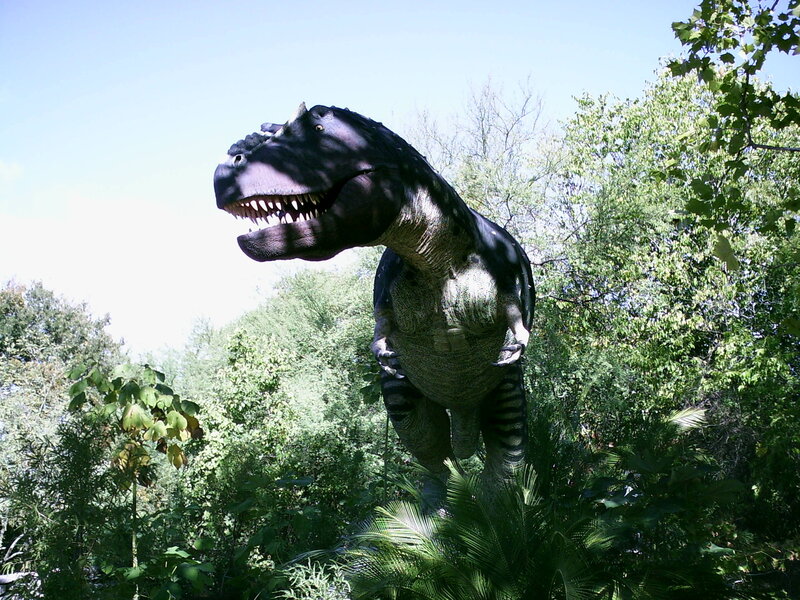 Tyrannosaurus Rex statue in forest