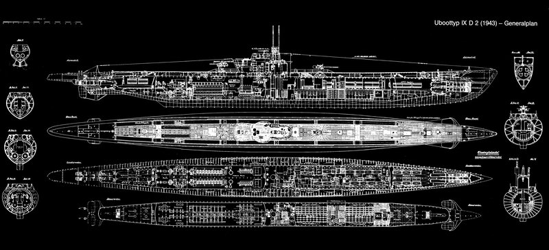 U-boat Type IX D2 general plan