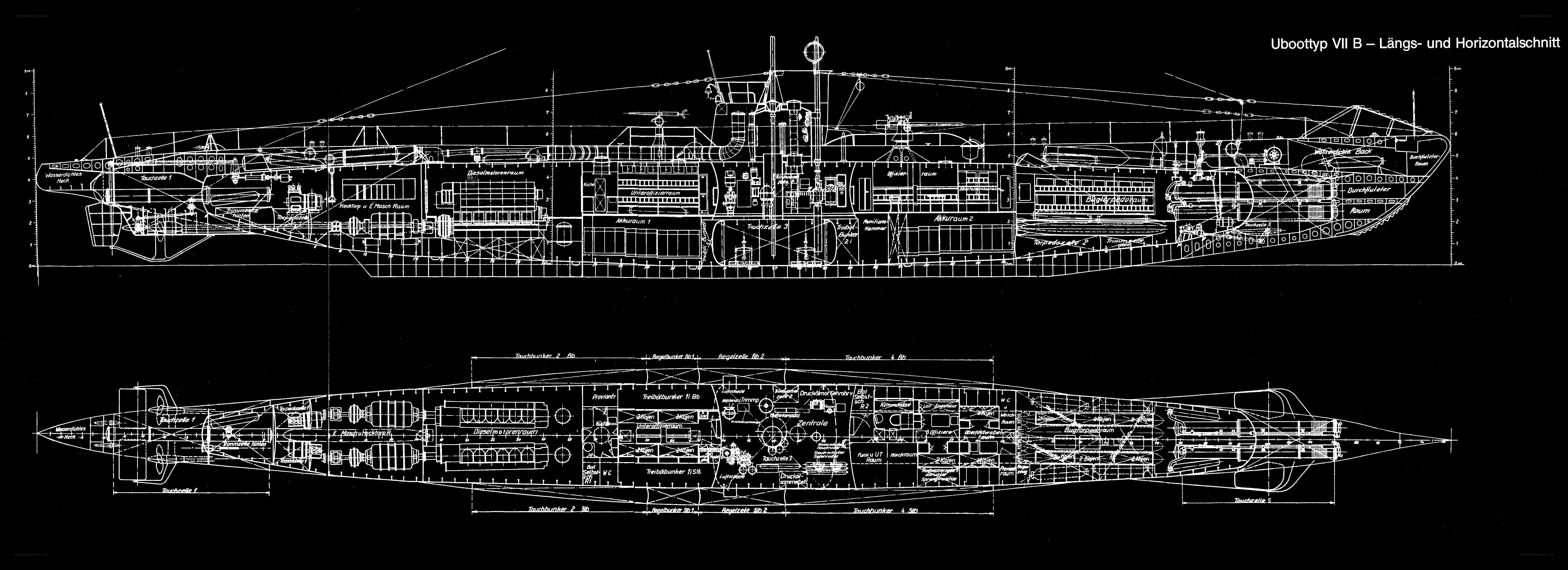 U-boat VII B technical diagram
