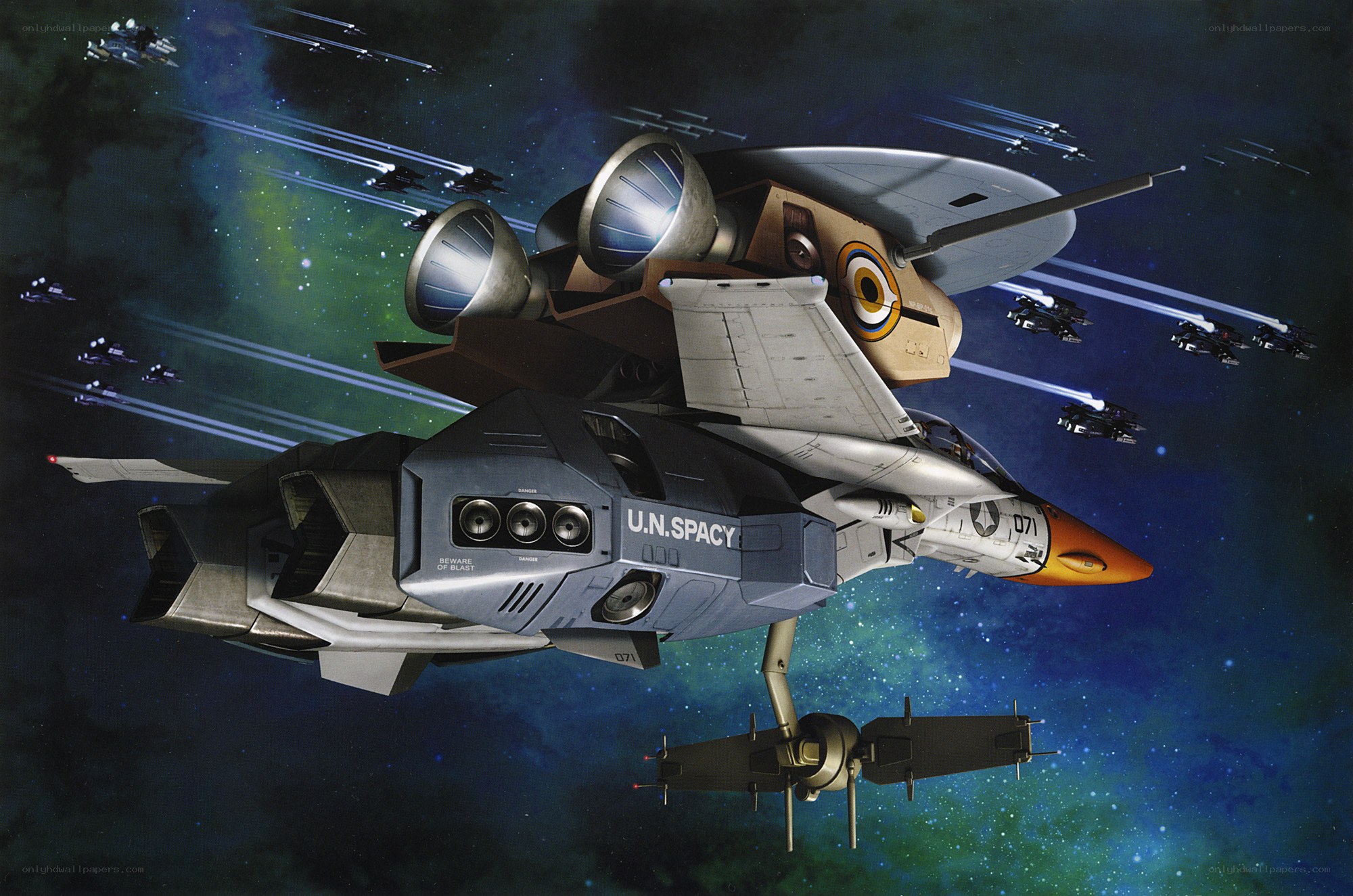 U.N. SPACY space fleet in battle