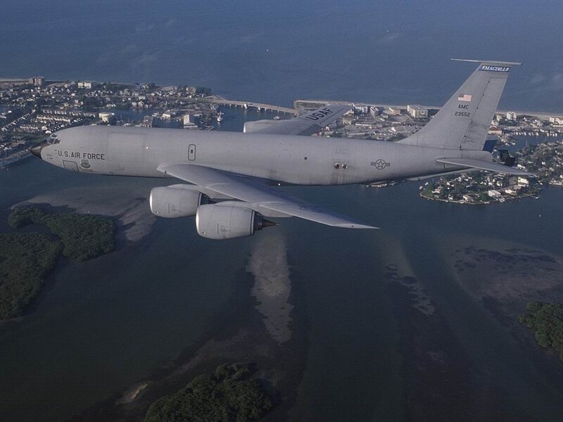 U.S. Air Force aircraft over coastal area