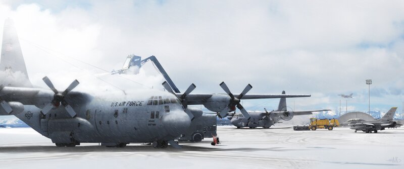 U.S. Air Force C-130 in snow