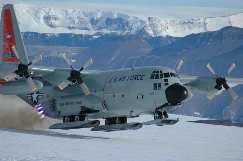 U.S. Air Force C-130 landing on snow