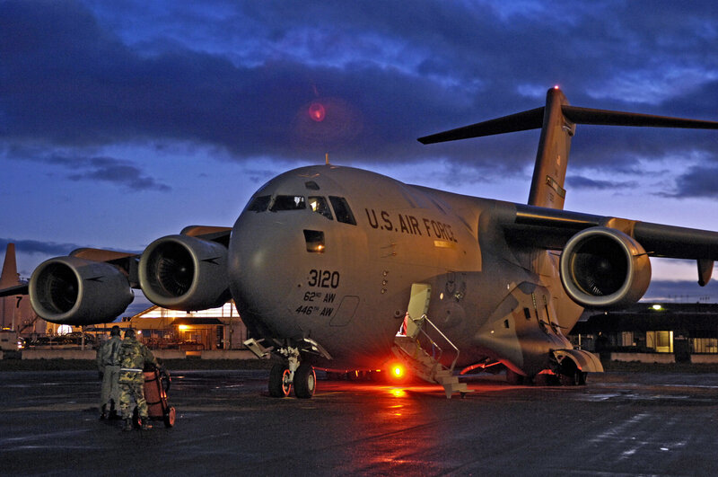U.S. Air Force C-17 at dusk