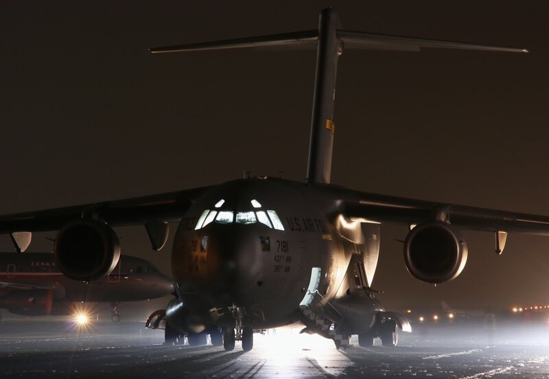 U.S. Air Force C-17 at night