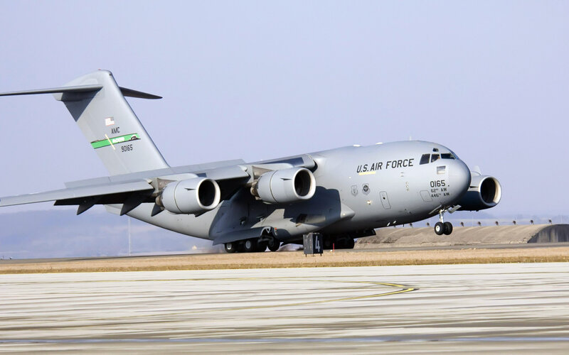 U.S. Air Force C-17 — Gray, Neutral, Afternoon, Photograph, Airplane, Runway