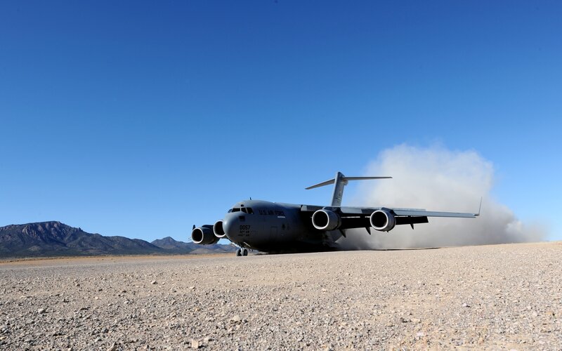 U.S. Air Force C-17 on gravel