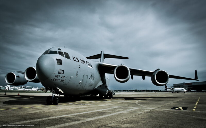 U.S. Air Force Cargo Plane — Gray, Dramatic, Photograph