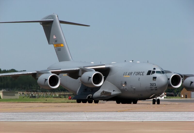 U.S. Air Force Cargo Plane — Gray, Neutral, Afternoon, Photograph, Airplane