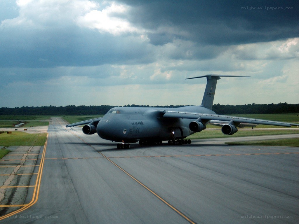 U.S. Air Force cargo plane on runway