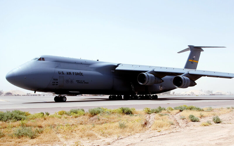 U.S. Air Force cargo plane on tarmac