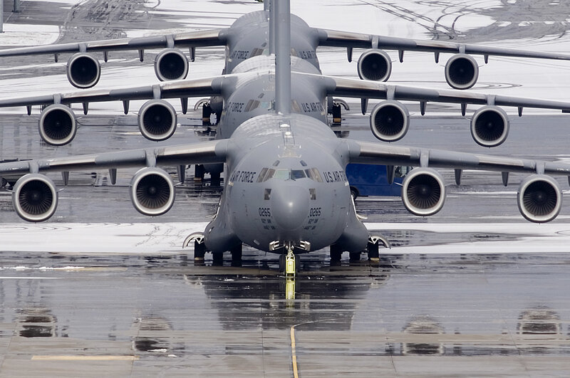 U.S. Air Force cargo planes on tarmac