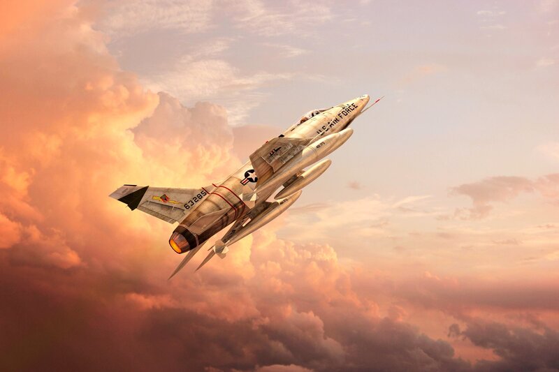 U.S. Air Force Jet — Orange, Dramatic, Sunset