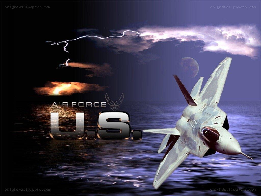 U.S. Air Force jet over water