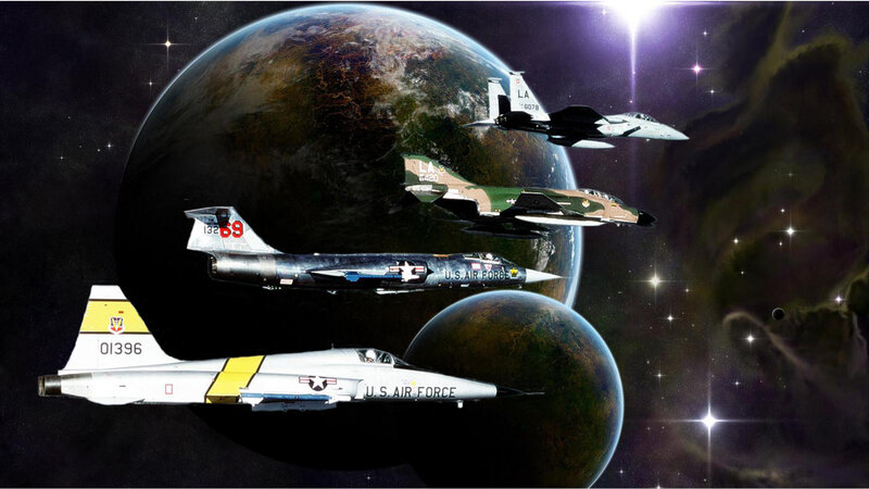 U.S. Air Force jets in space