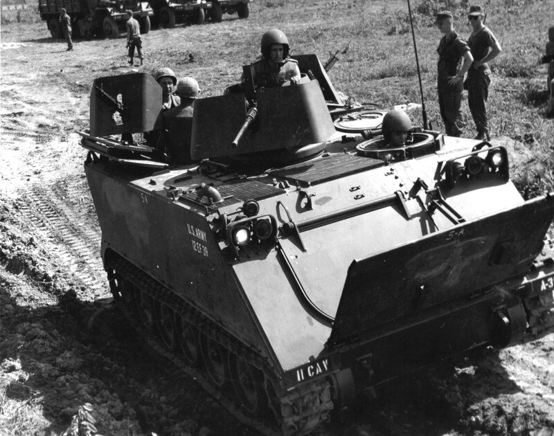 U.S. Army armored vehicle in field