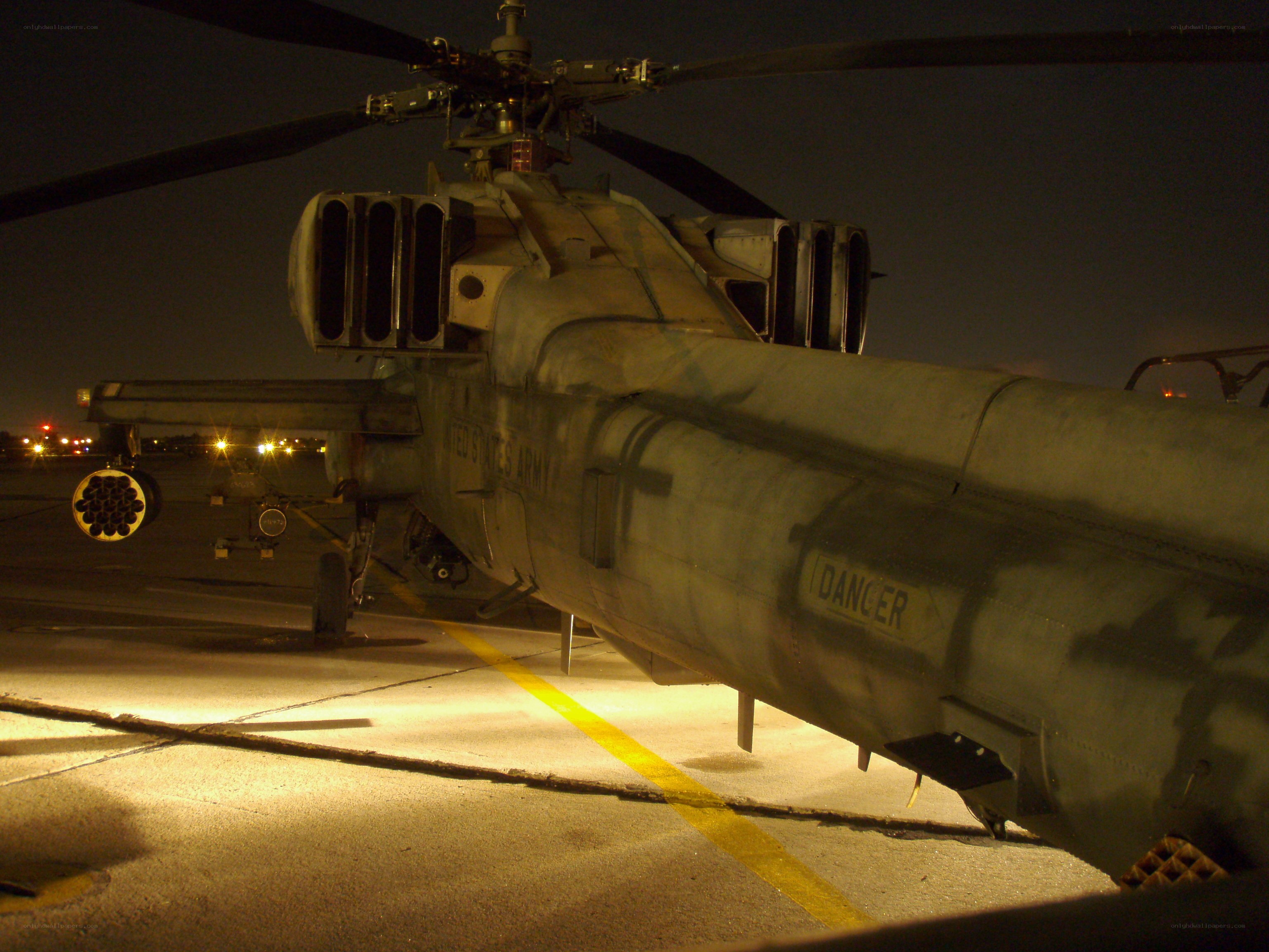 U.S. Army helicopter at night