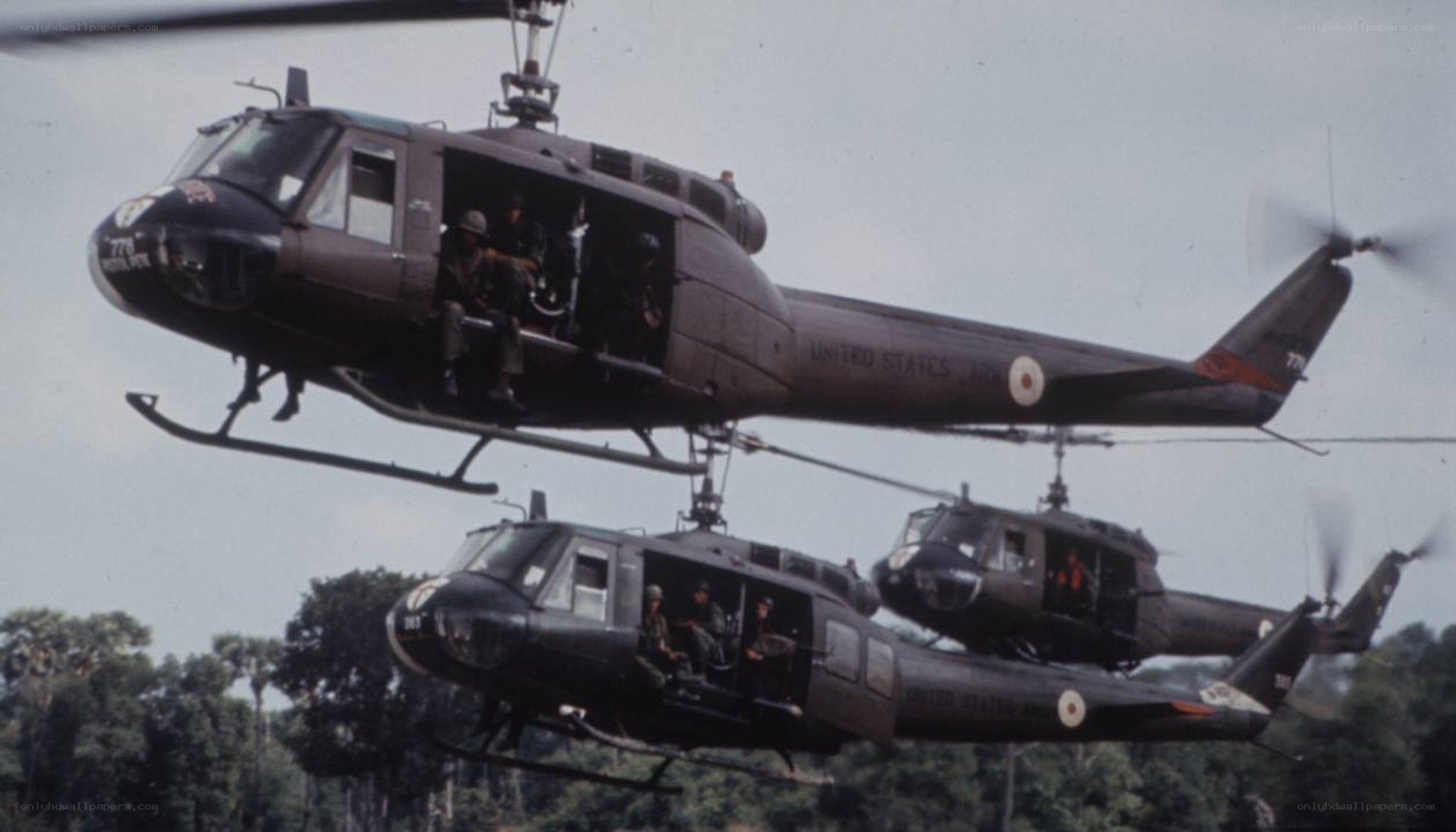 U.S. Army helicopters in flight