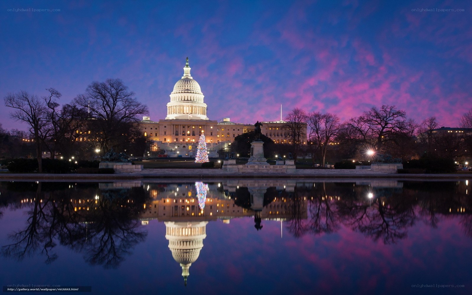 U.S. Capitol at dusk with reflection