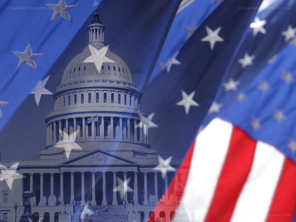U.S. Capitol with American flag overlay