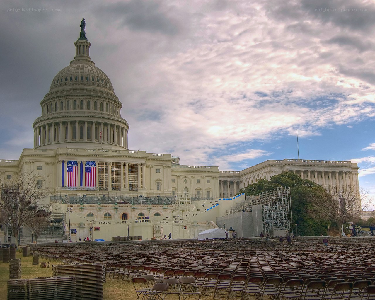 U.S. Capitol with chairs set up