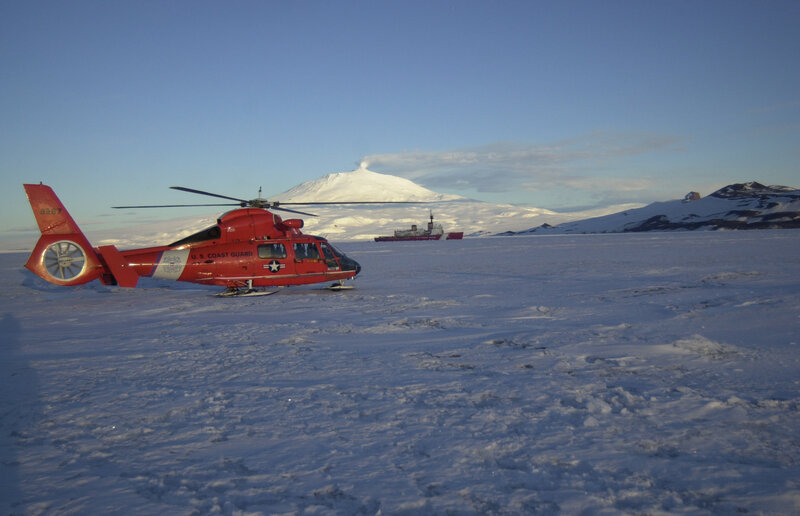 U.S. Coast Guard helicopter in Antarctica