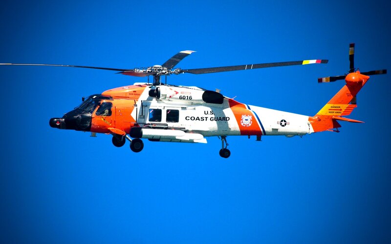 U.S. Coast Guard helicopter in flight