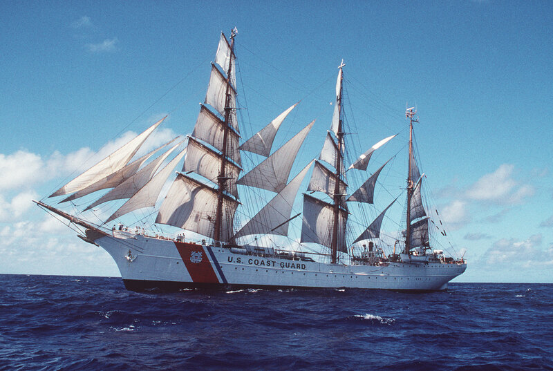U.S. Coast Guard tall ship at sea