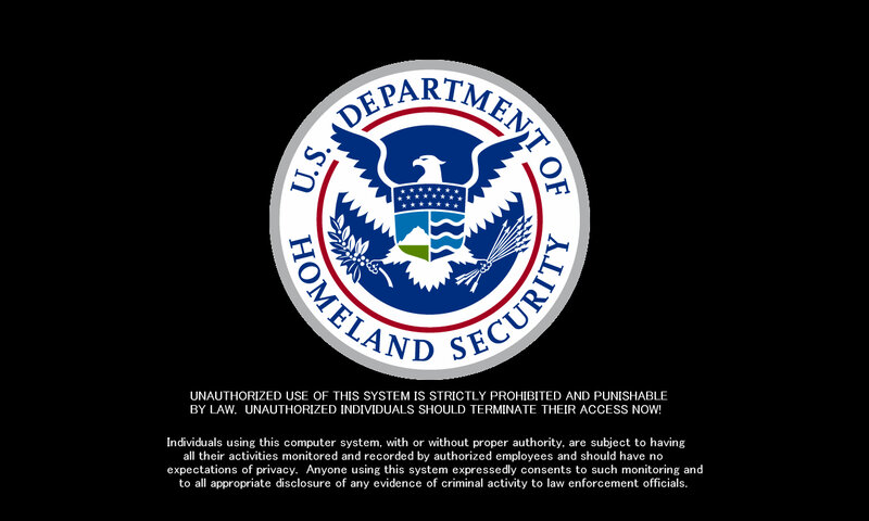 U.S. Department of Homeland Security login screen
