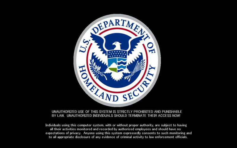 U.S. Department of Homeland Security login screen