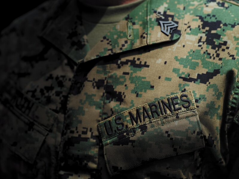 U.S. Marine in camouflage uniform