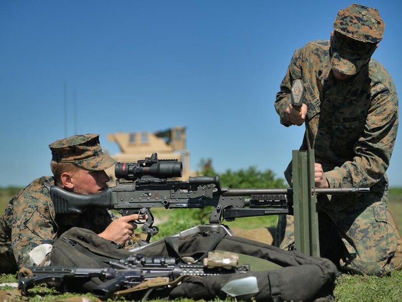 U.S. Marines with Machine Gun