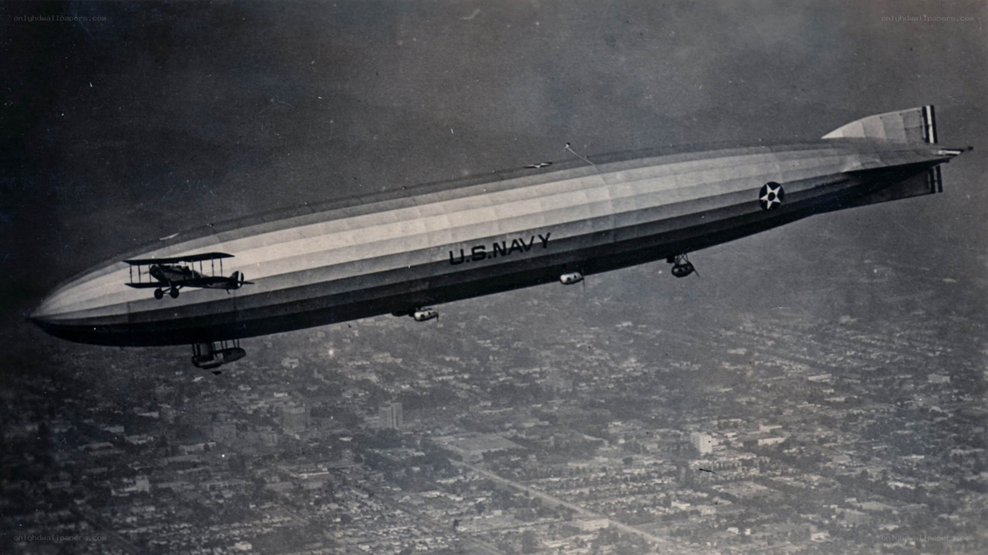 U.S. Navy airship in flight