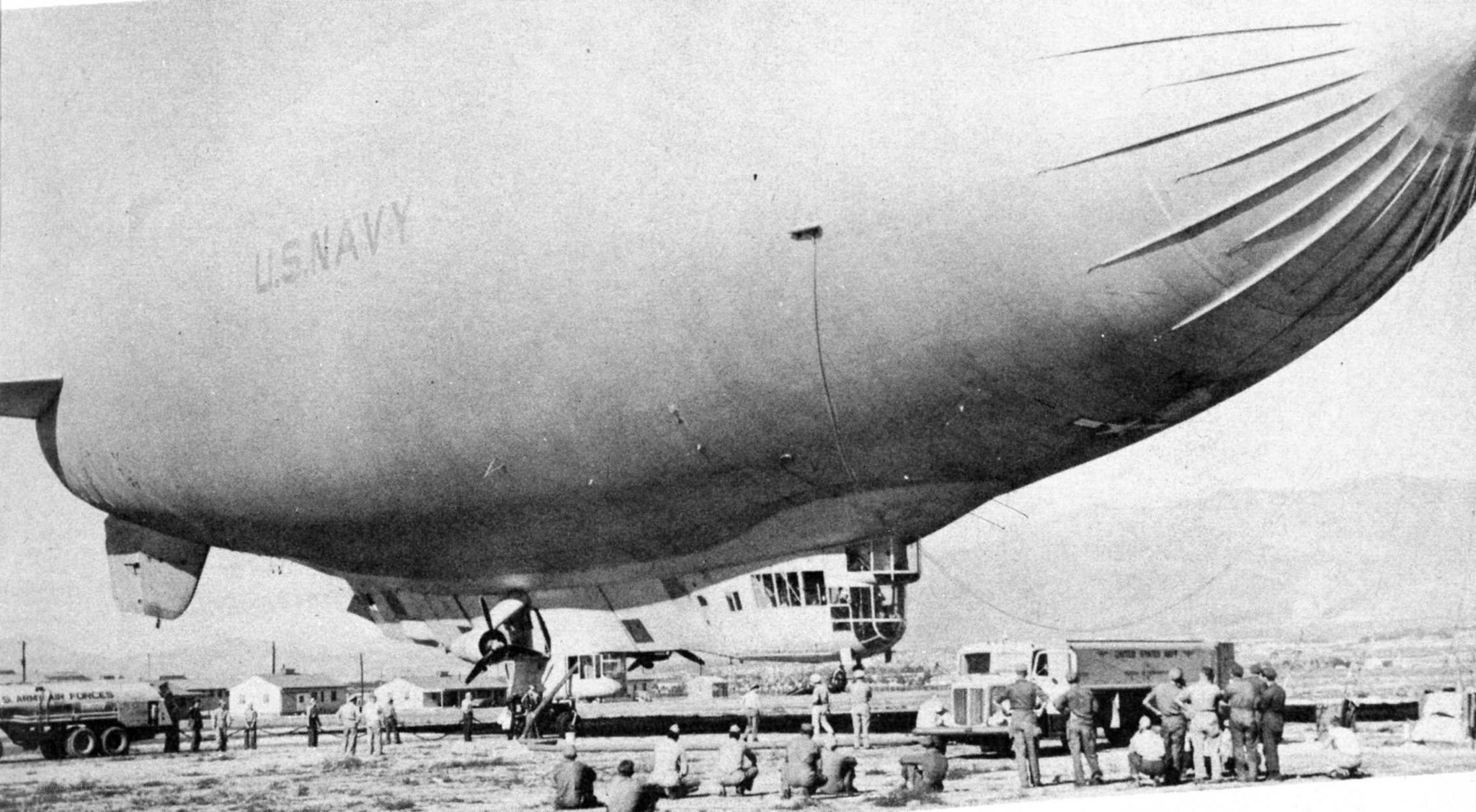 U.S. Navy blimp on ground