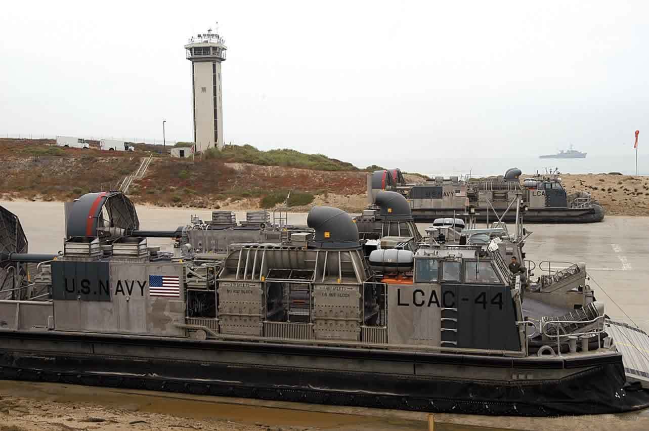 U.S. Navy hovercraft at base