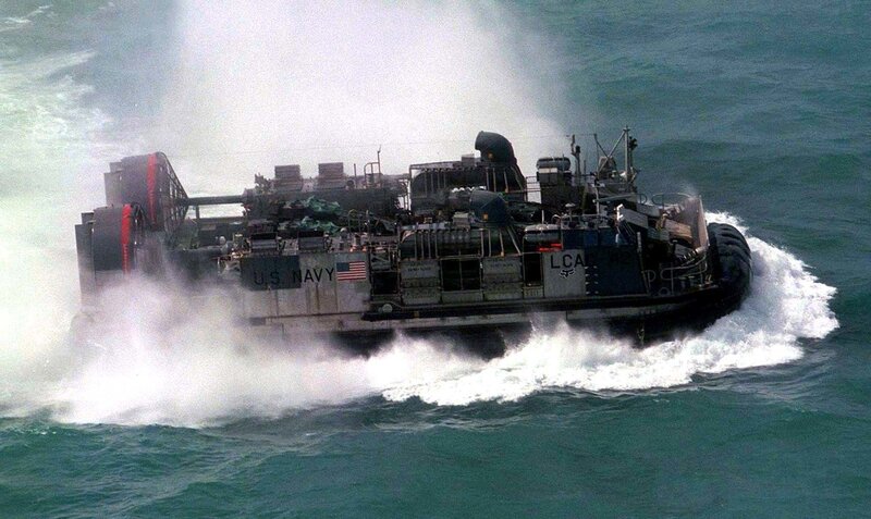U.S. Navy hovercraft in action
