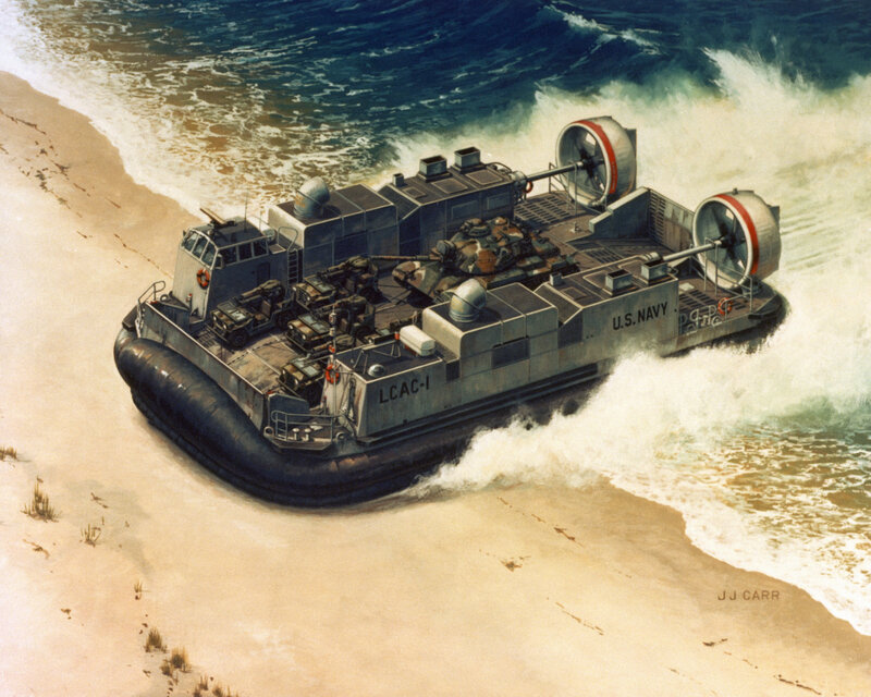 U.S. Navy hovercraft on beach