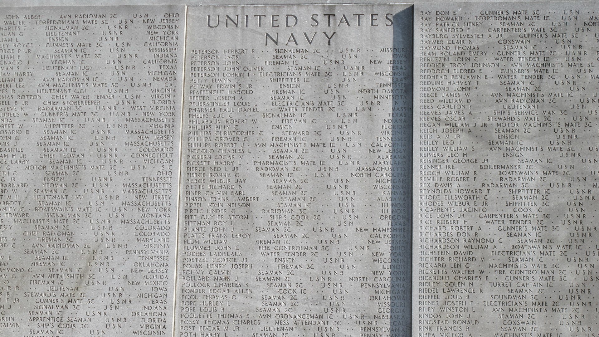 U.S. Navy memorial plaque