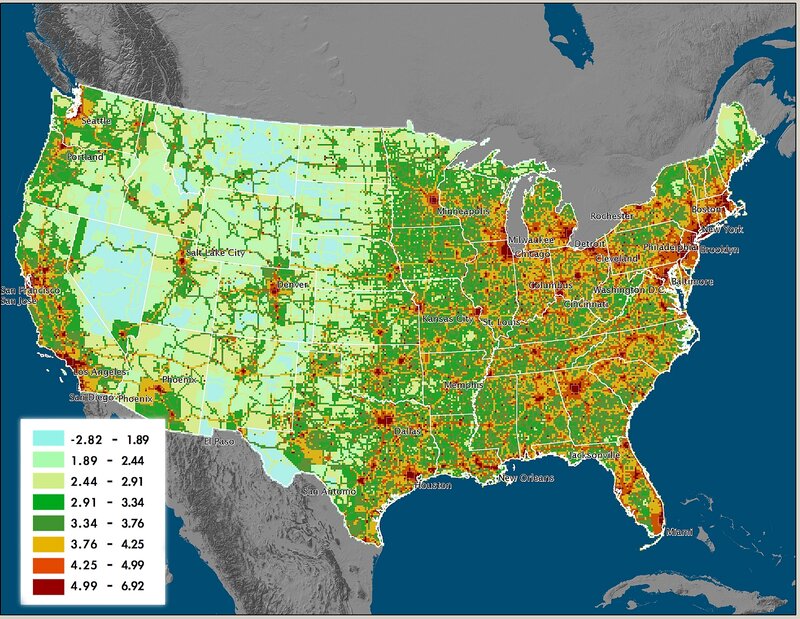 U.S. population density map