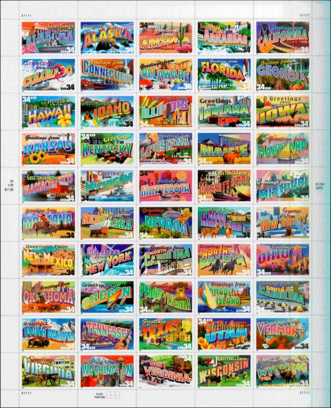U.S. State Postage Stamps