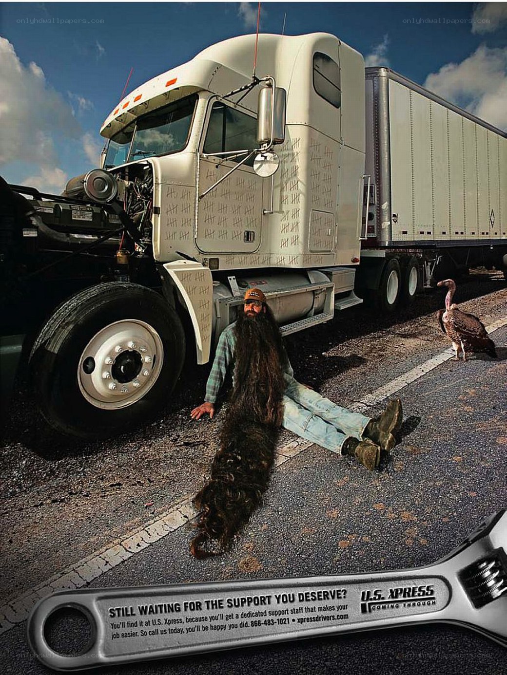 U.S. Xpress ad with bearded man