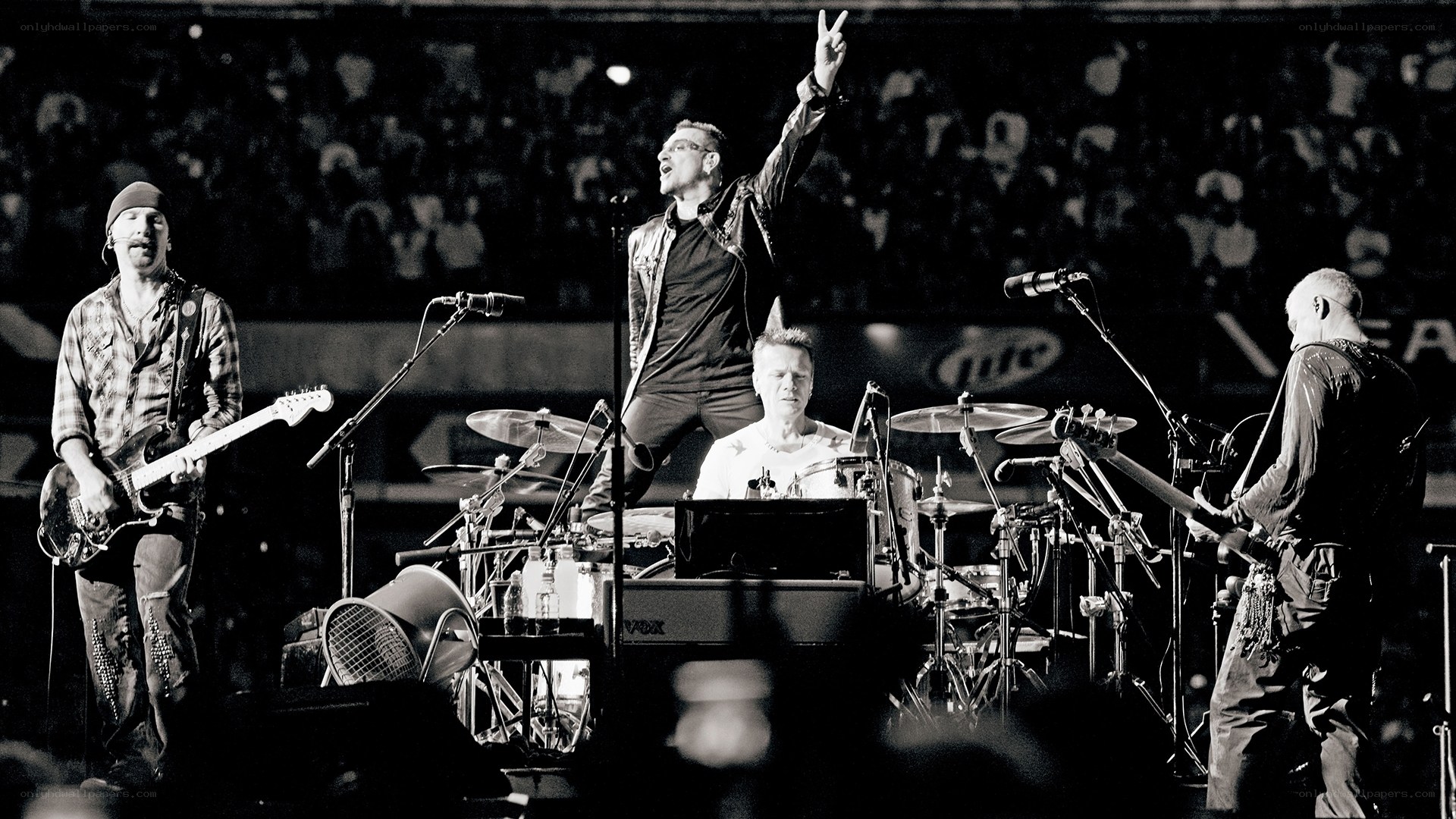U2 band performing live