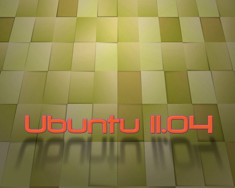 Ubuntu 11.04 logo on green tiles