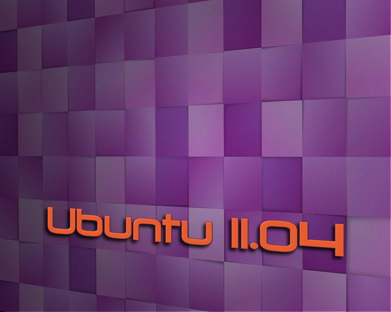 Ubuntu 11.04 logo on purple background