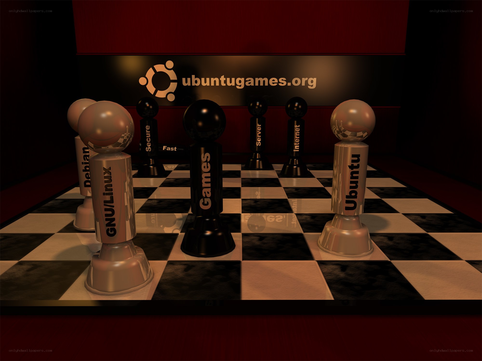 Ubuntu and GNU/Linux chess pieces