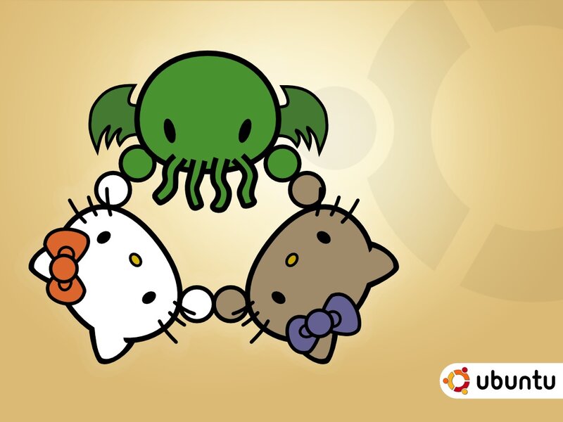 Ubuntu and Hello Kitty characters