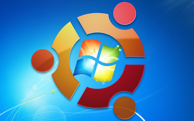 Ubuntu and Windows logo fusion