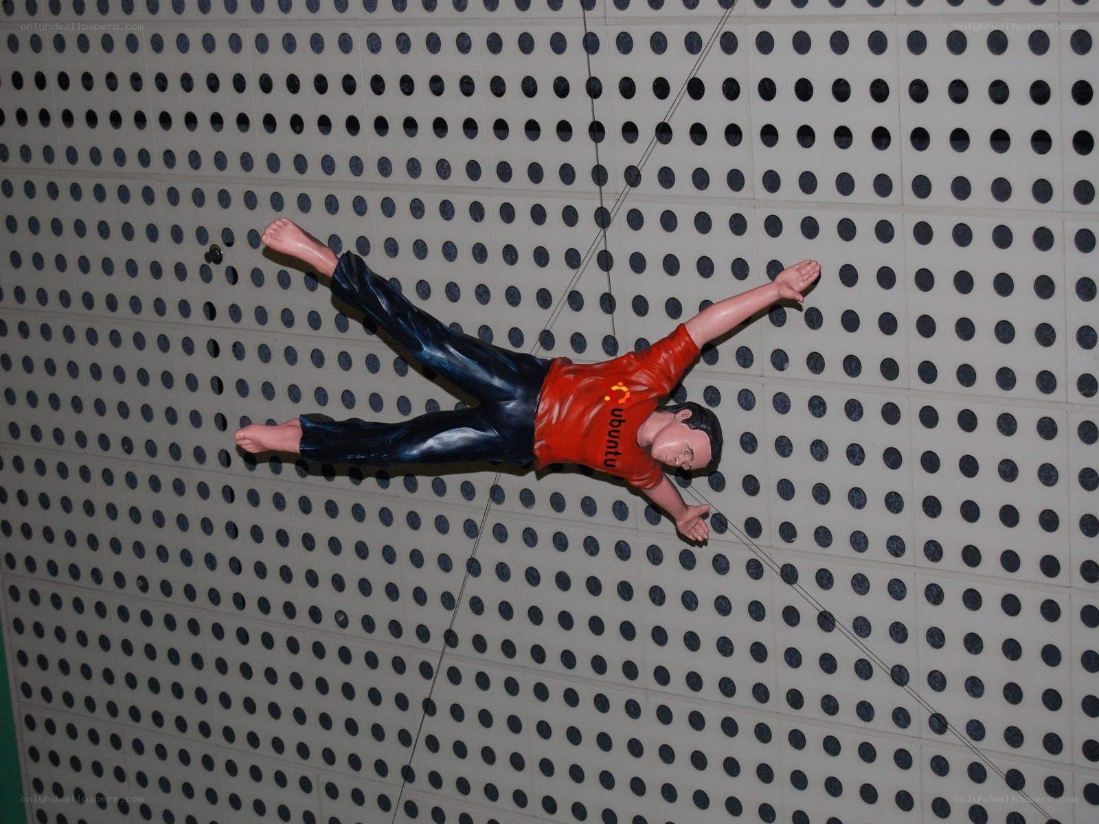Ubuntu figurine on perforated wall