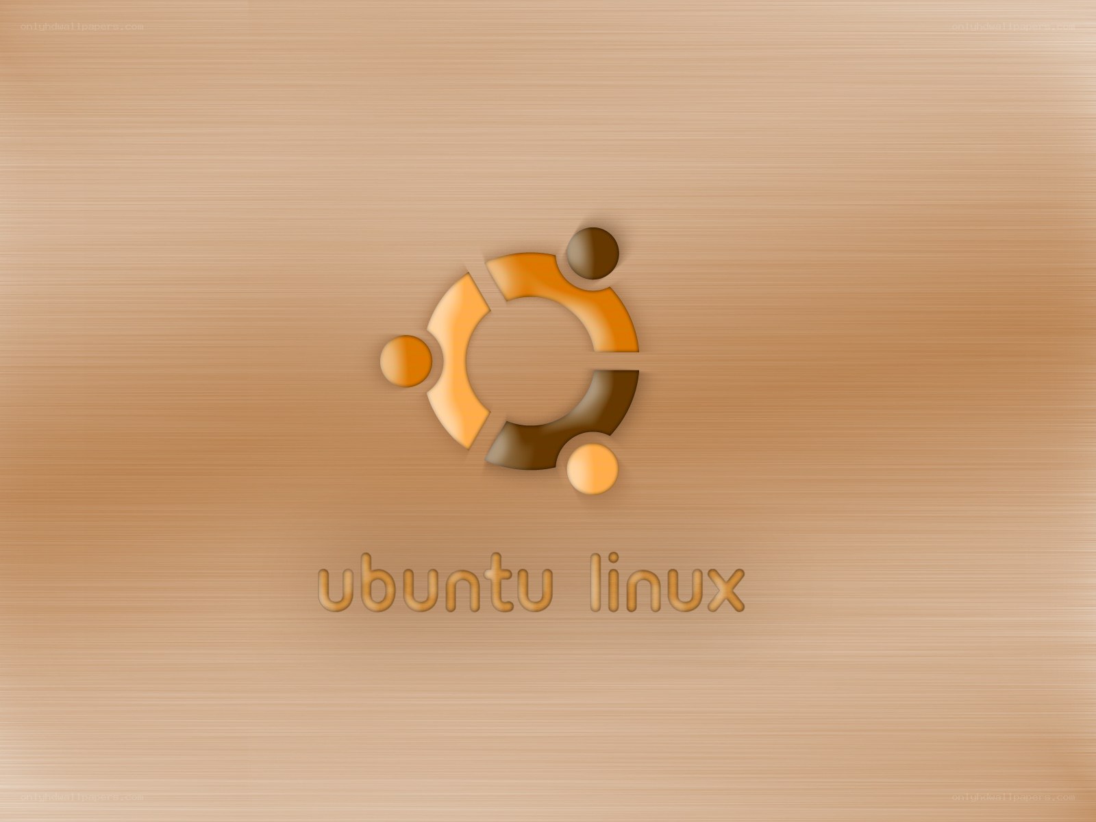 Ubuntu Linux logo on wood